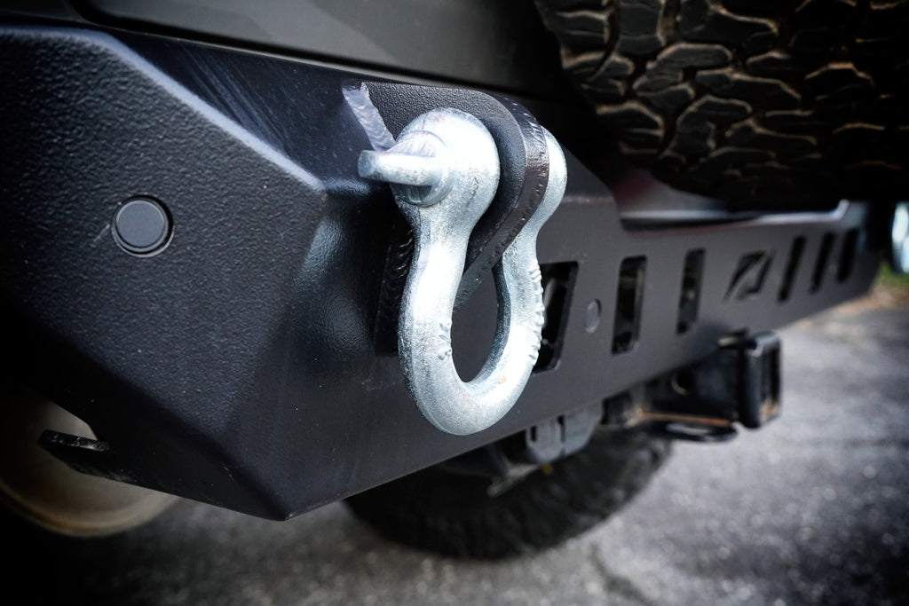 Paragolpes trasero Motobilt Crusher para Jeep Wrangler JL con soportes para luces y hueco para rueda de repuesto