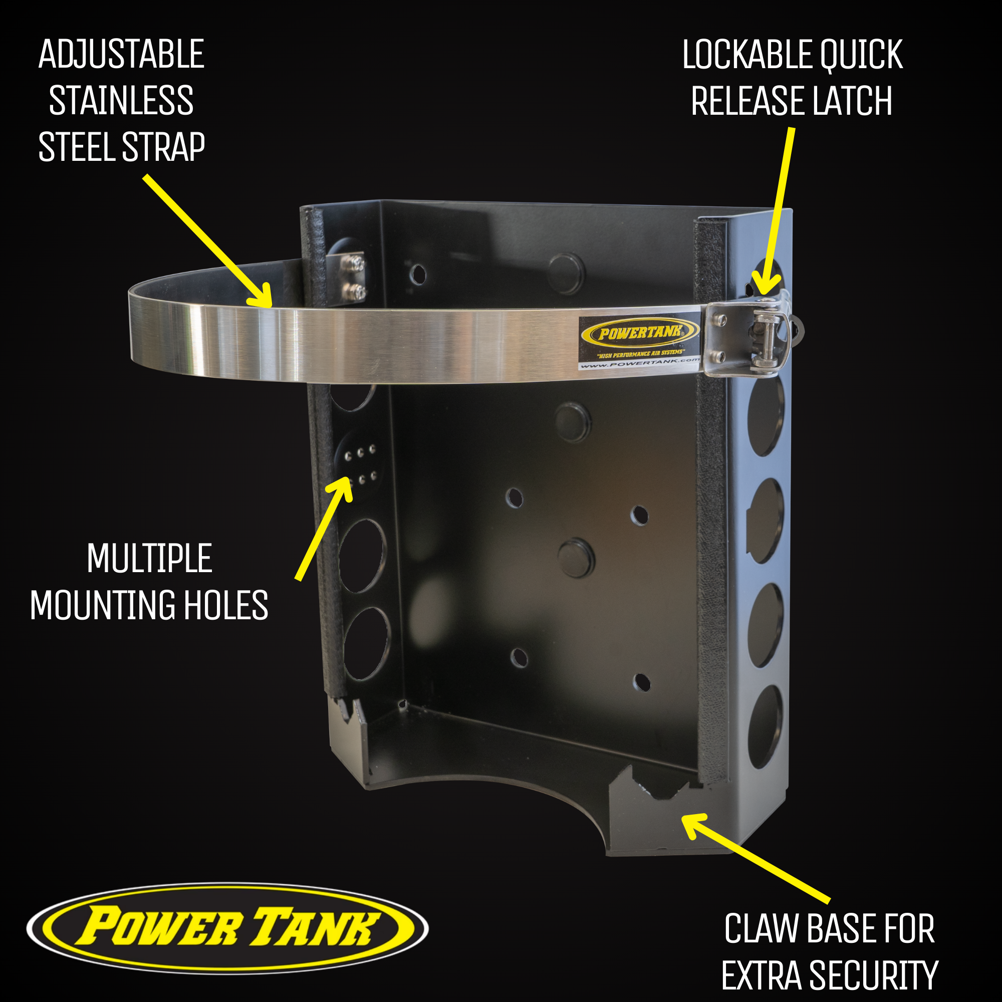 Power Tank Strato LOCKER Bracket for 4.25 lb, 10 lb, 11 lb Steel Propane Tanks