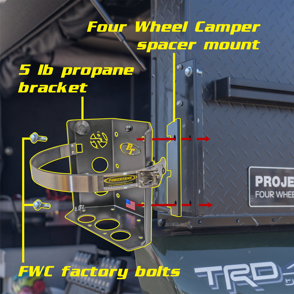Power Tank Four Wheel Camper Mount for 5 lb propane tank bracket