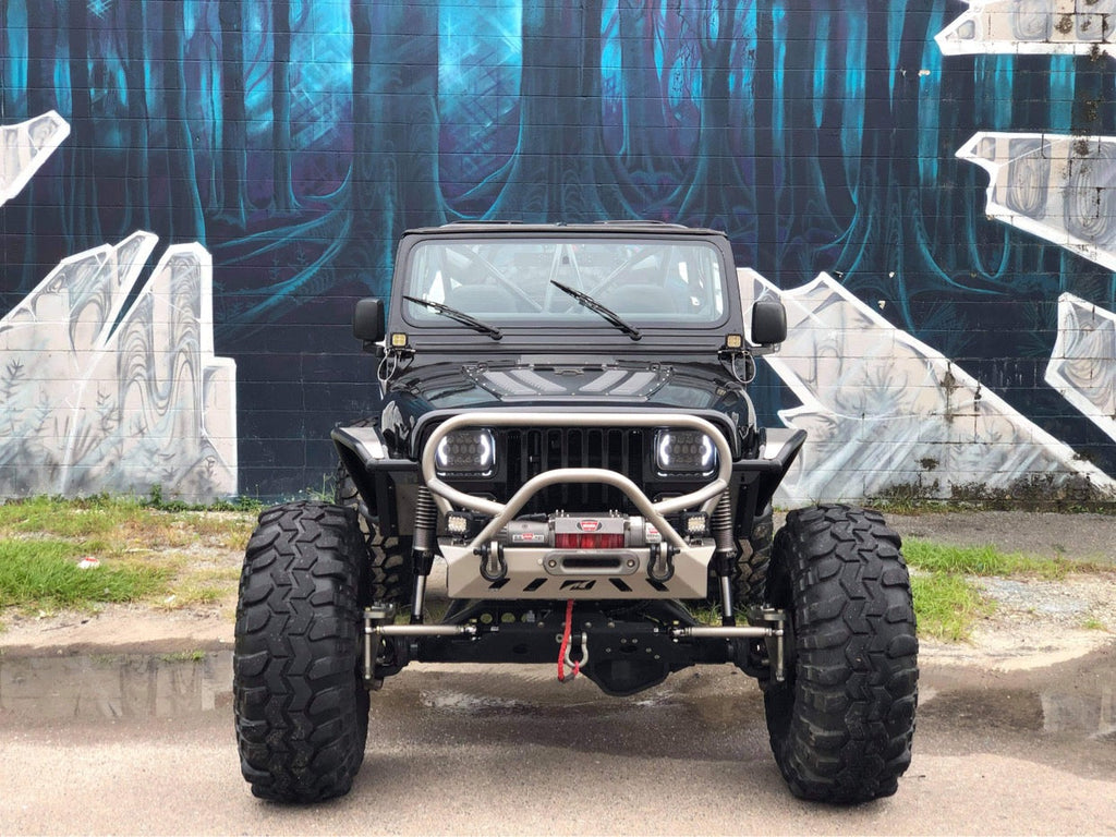 Motobilt Jeep Wrangler YJ / TJ /LJ Crusher Front Bumper w/ Grill Hoop & Bull Bar for Jeep