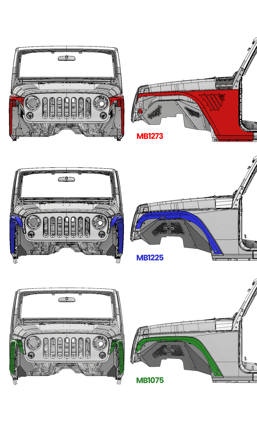 Guardabarros delanteros Tomahawk para JK/JKU