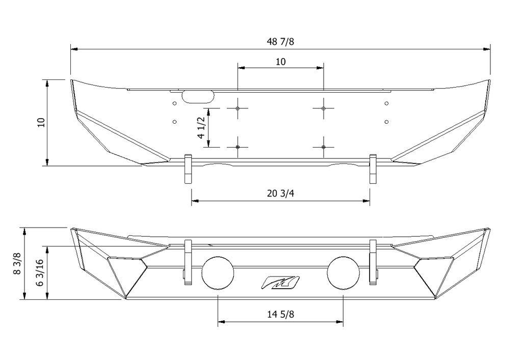 Defensa Delantera Motobilt Jeep Wrangler JK / JKU Hammer Con Montaje para Faros Antiniebla