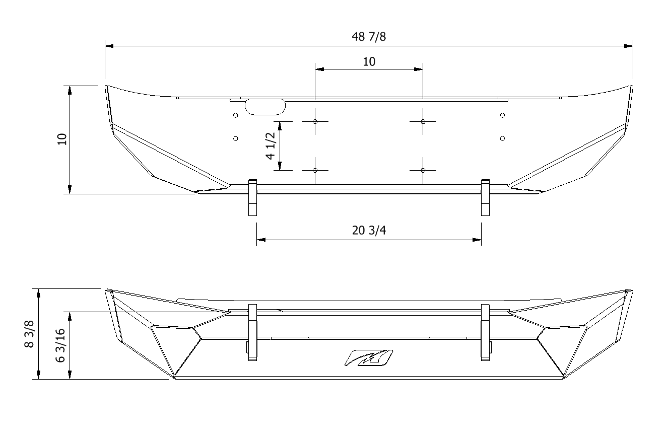 Parachoques delantero Motobilt Hammer sin montaje antiniebla para Jeep Wrangler JK / JKU