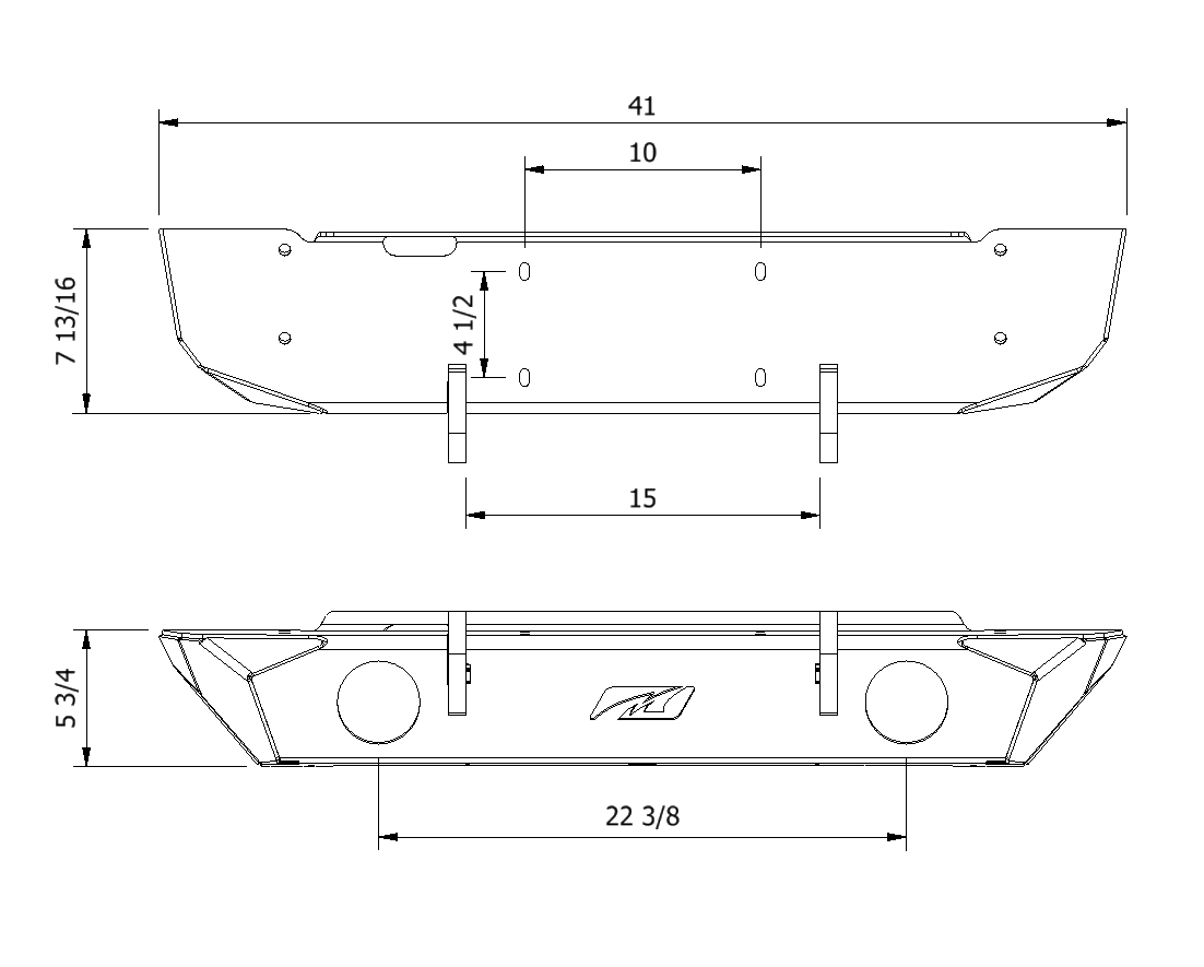 Motobilt Jeep Wrangler JK / JKU Hatchet Series Front Frame Chop Bumper w/Fog Mounts