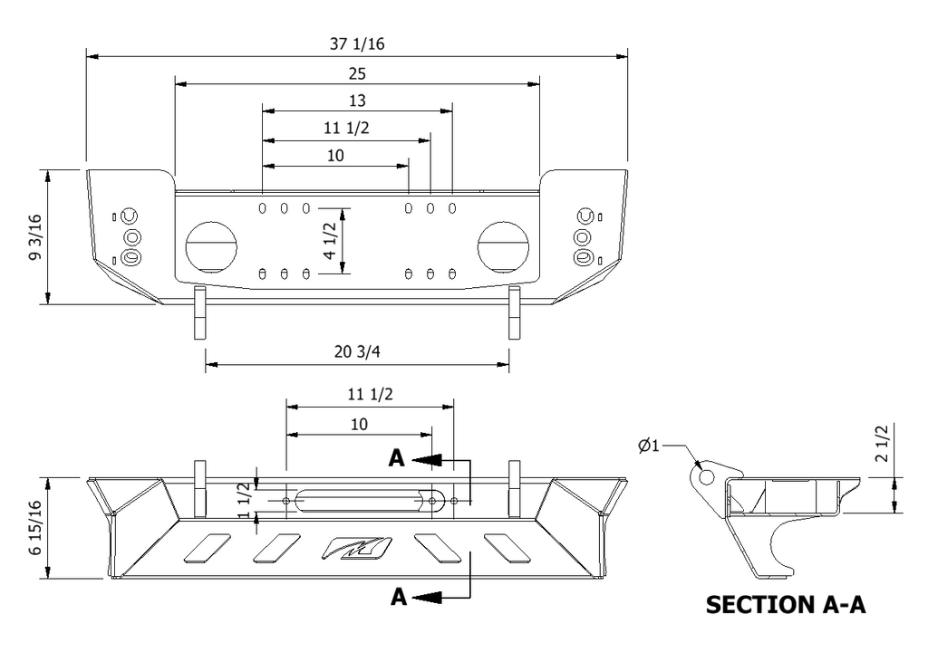 Motobilt Jeep Wrangler YJ / TJ / LJ Crusher Front Bumper
