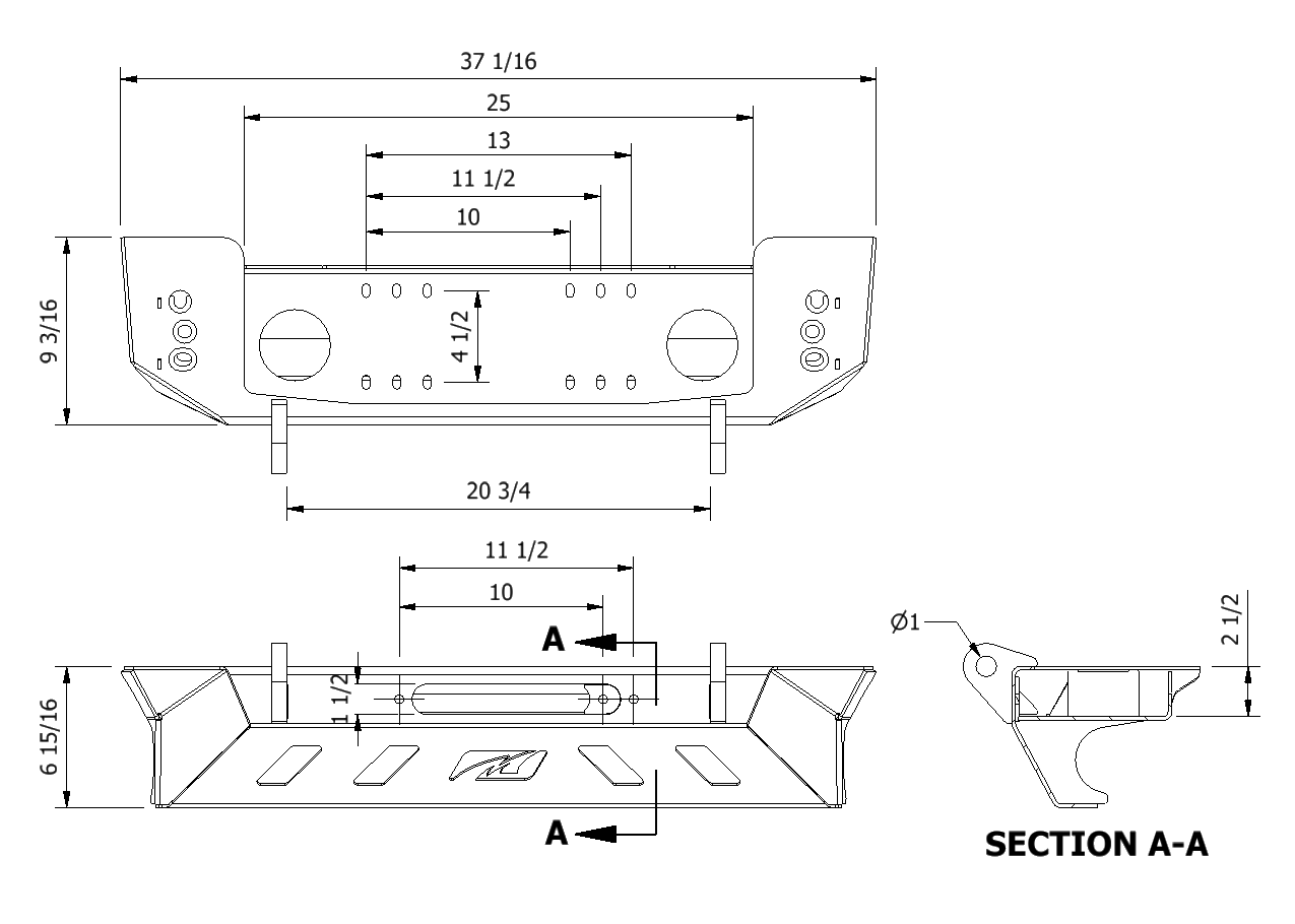 Motobilt Jeep Wrangler YJ / TJ / LJ Crusher Front Bumper