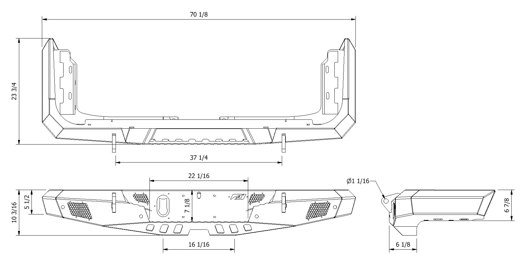 Motobilt Paragolpes trasero Crusher para Jeep Gladiator JT con soportes de esquina opcionales