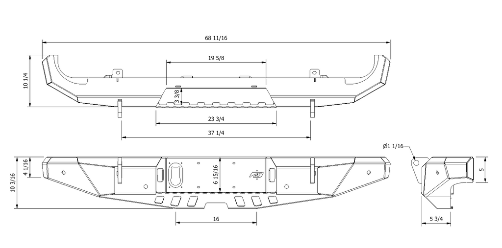Hammer Rear Bumper for Jeep JT Gladiator