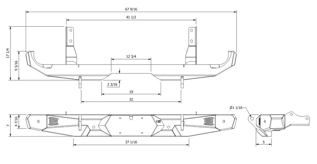 Motobilt Jeep Gladiator JT Gladius Rear Bumper