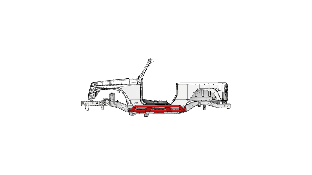 Estribera protectora montada en chasis - Jeep JK