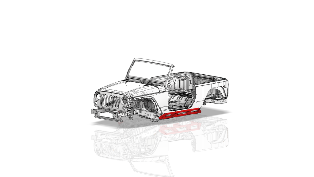 Estribera protectora montada en chasis - Jeep JK