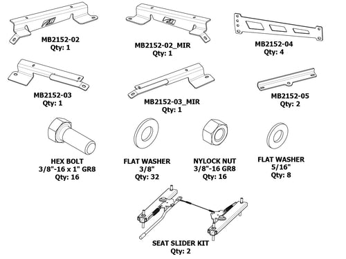 Soportes delanteros ajustables PRP para asientos para Jeep JL