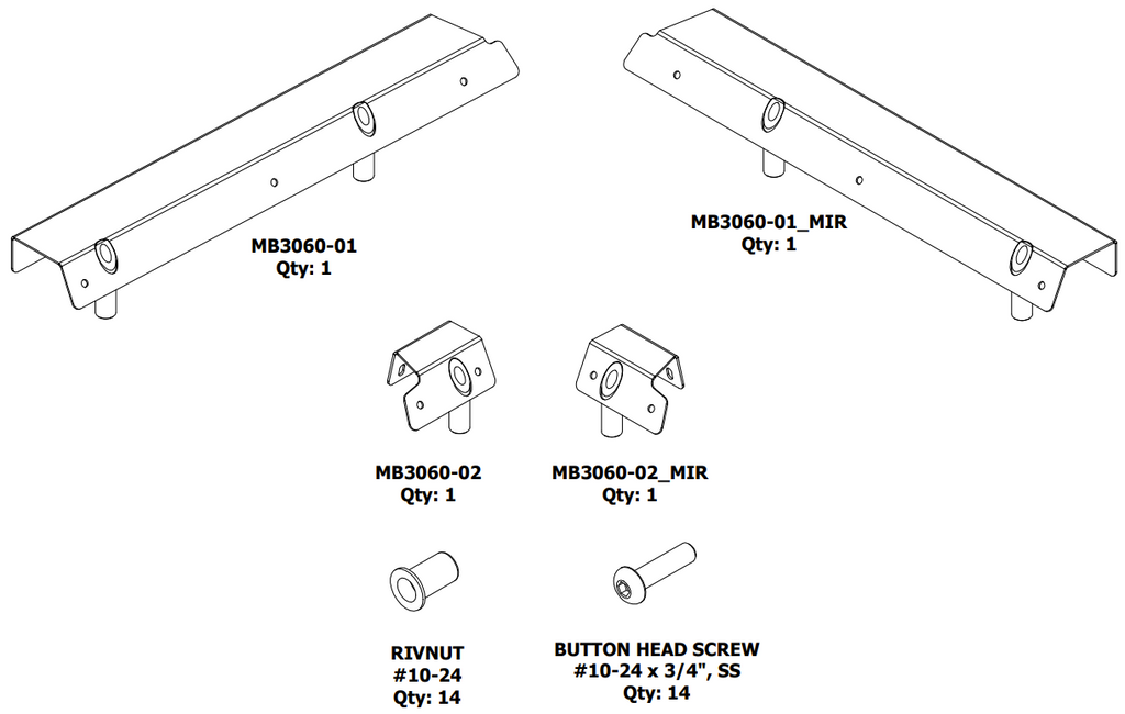 Front Soft Upper Window Adapter Kit for Motobilt Front Half Doors for Jeep JKU