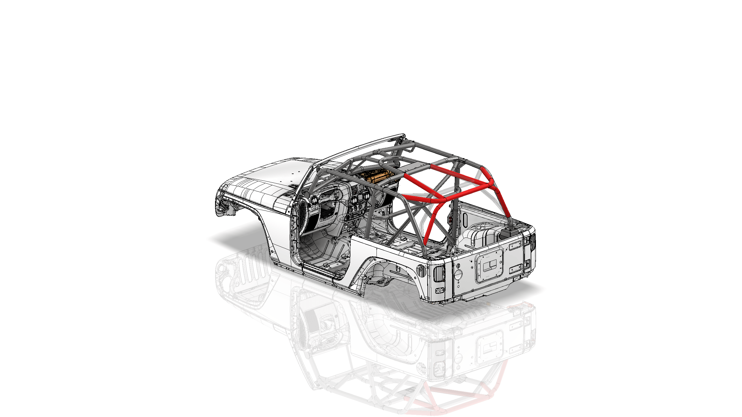 Kit de Tubo Superior Trasero Adicional para Sistema de Jaula Antivuelco de Jeep JK de 2 Puertas