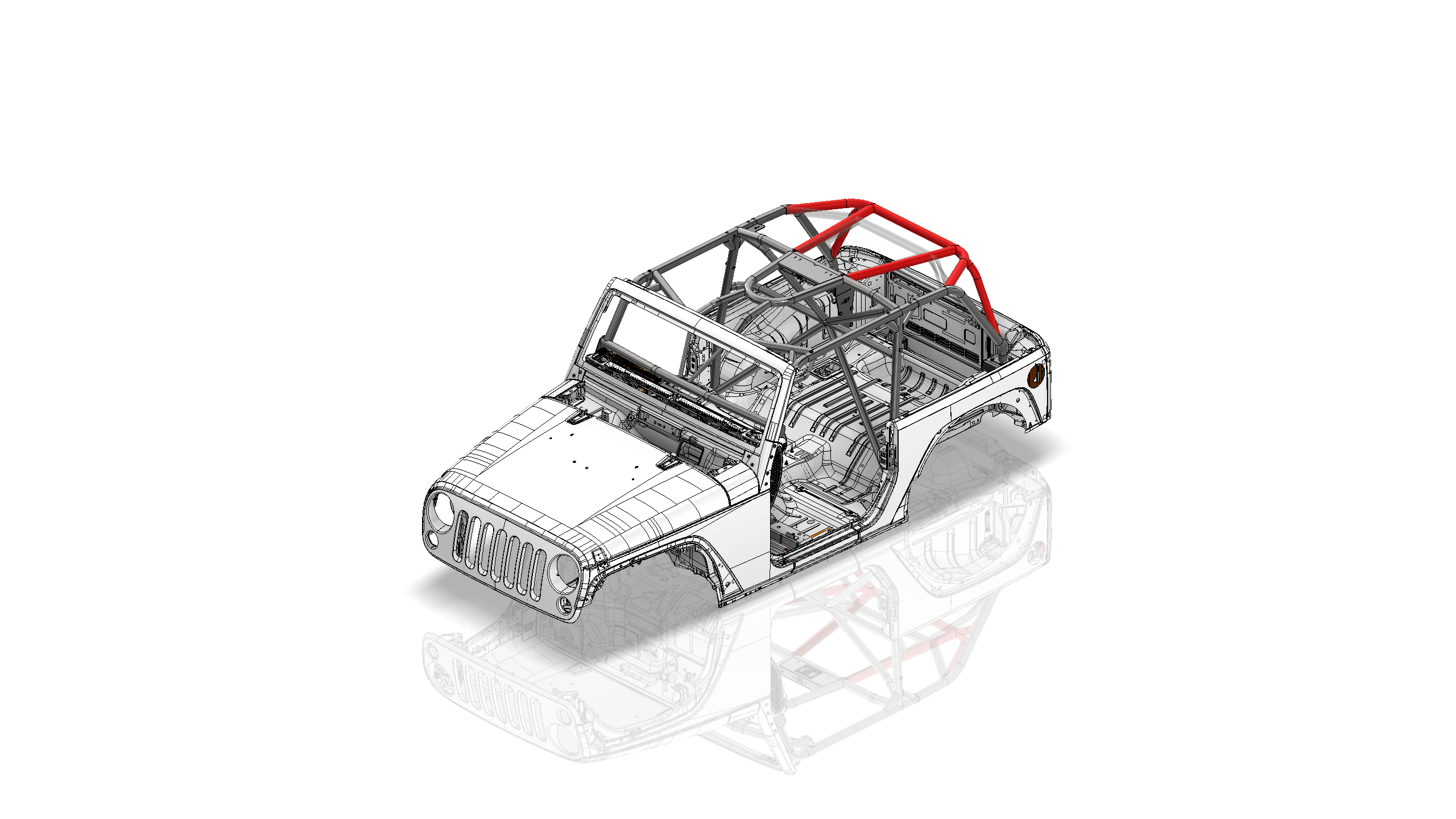 Kit de Tubo Superior Trasero Adicional para Sistema de Jaula Antivuelco de Jeep JK de 2 Puertas