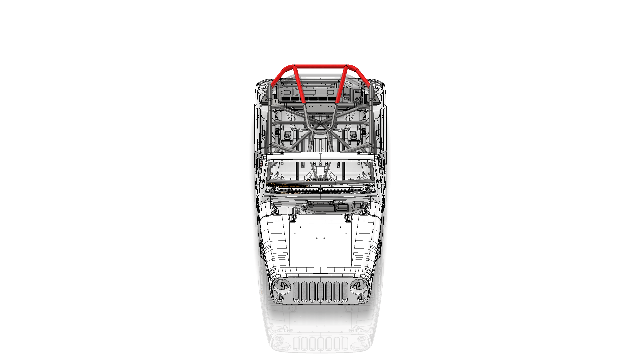 Kit de Tubo Superior Trasero Adicional para Sistema de Jaula Antivuelco de Jeep JK de 2 Puertas