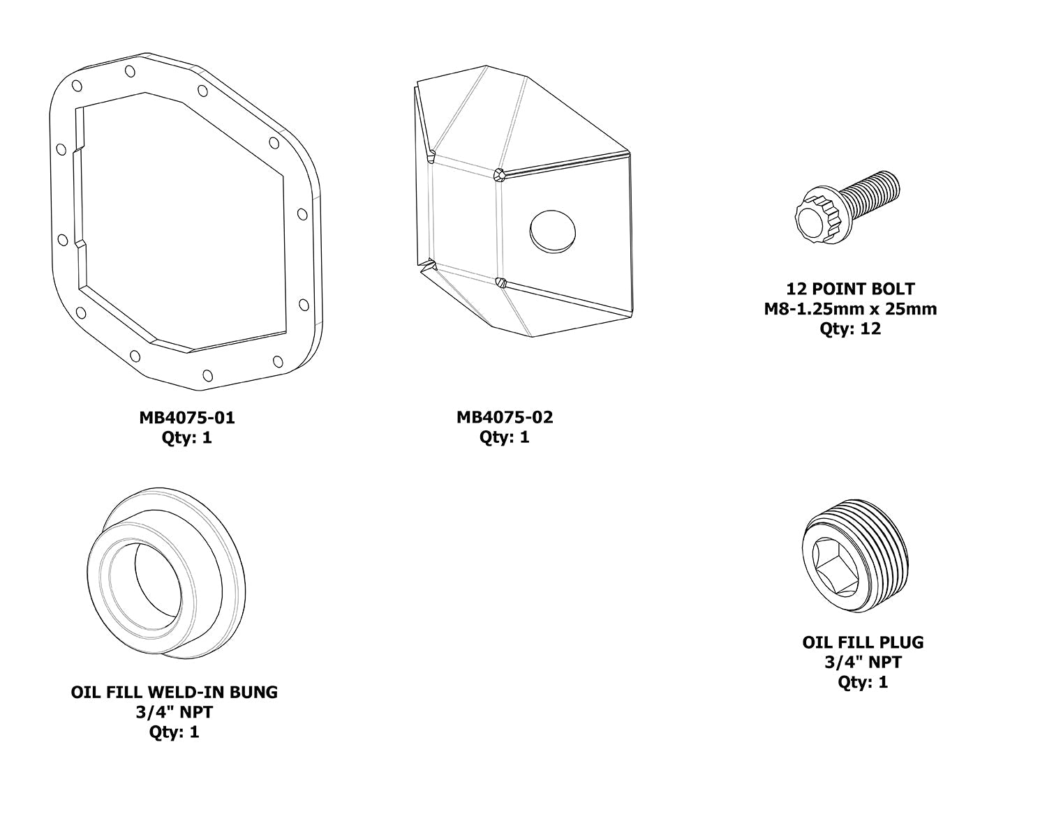 Cubierta de diferencial delantero Rubicon M210 DIY para Jeep JL y JT