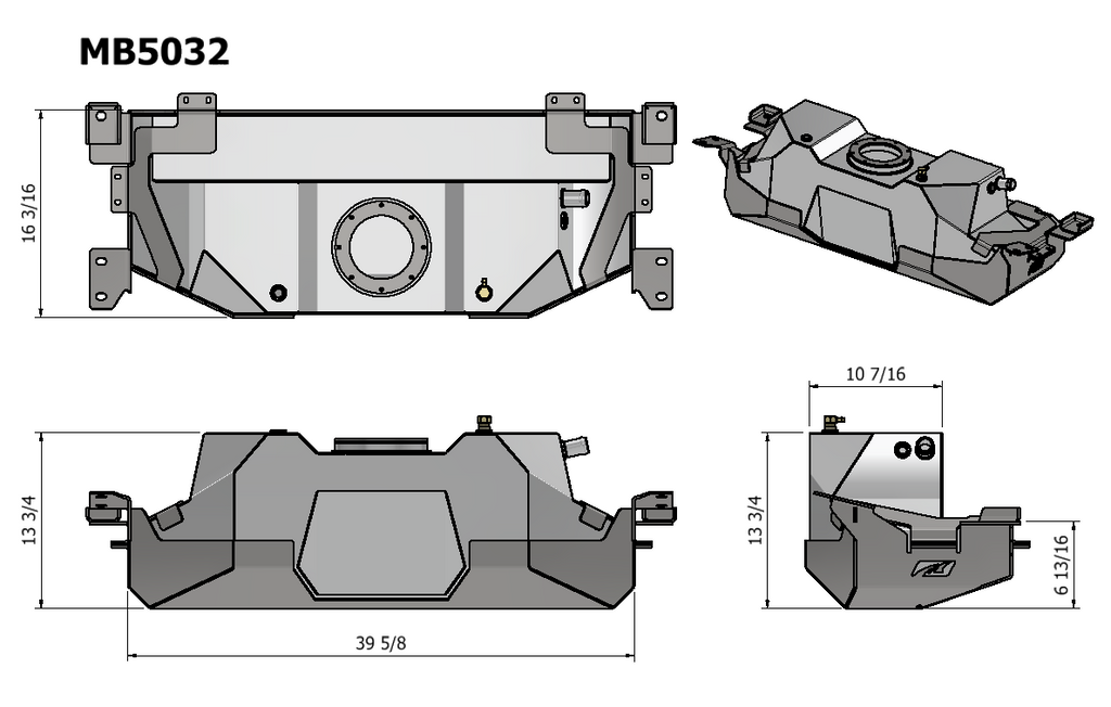 Depósito de combustible trasero Motobilt con placa protectora para chasis de fábrica Jeep Wrangler JK / JKU