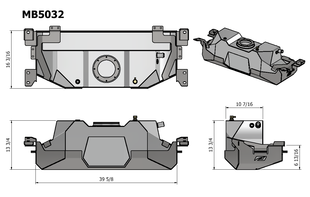 Depósito de combustible trasero Motobilt con placa protectora para chasis de fábrica Jeep Wrangler JK / JKU