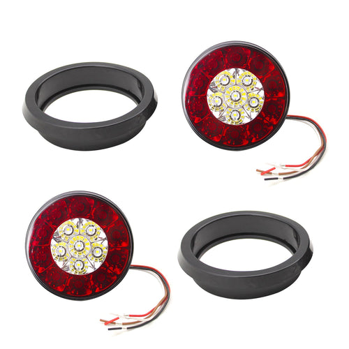 Luces traseras LED redondas multiusos de 4" con ojales de goma