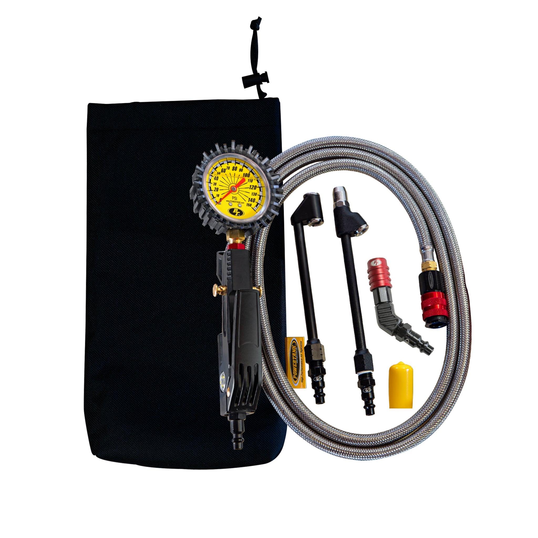 Power Tank Big Kahuna Analog - Ventoso™ RED Tire Inflator with Gauge, 6 ft. Hose, and Quick-Switch Chucks