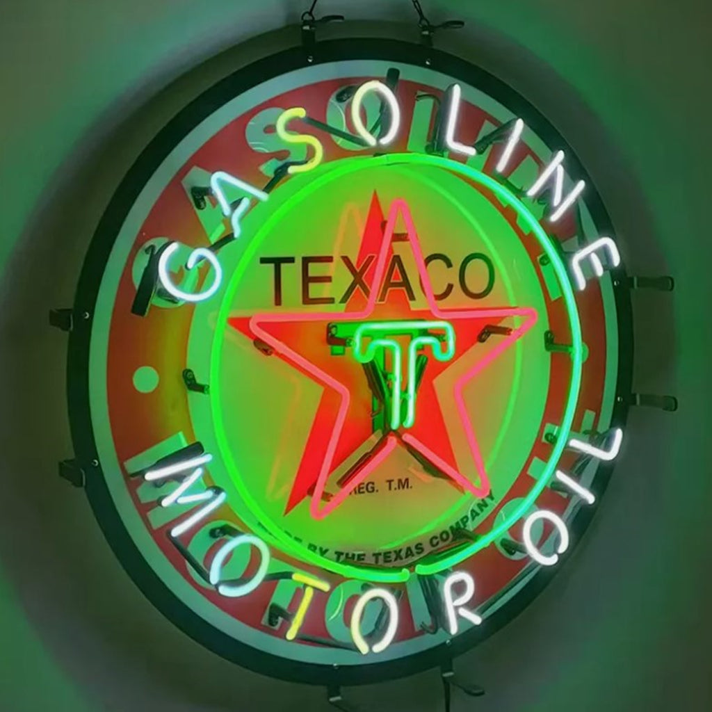Rótulos de neón de aceite de motor de gasolina Texaco