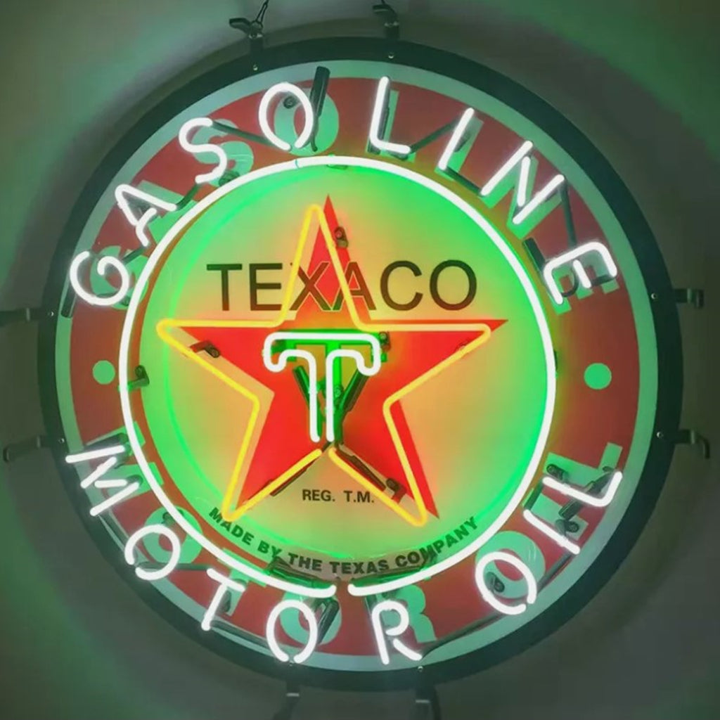 Rótulos de neón de aceite de motor de gasolina Texaco