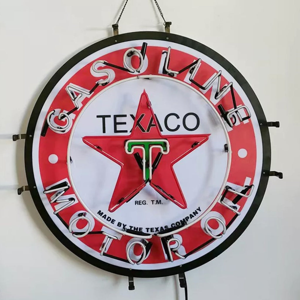 Rótulos de neón de aceite de motor de gasolina Texaco