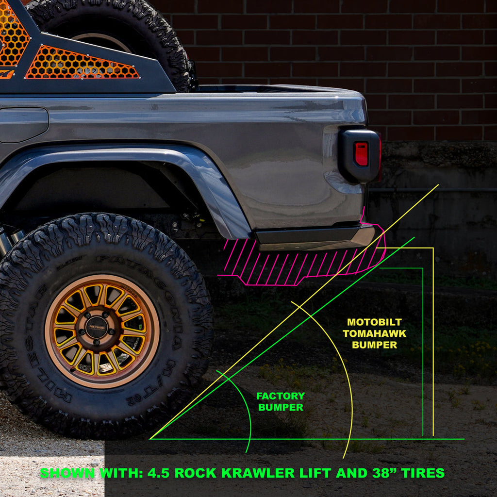 Parachoque trasero Tomahawk de alto despeje para Jeep JT