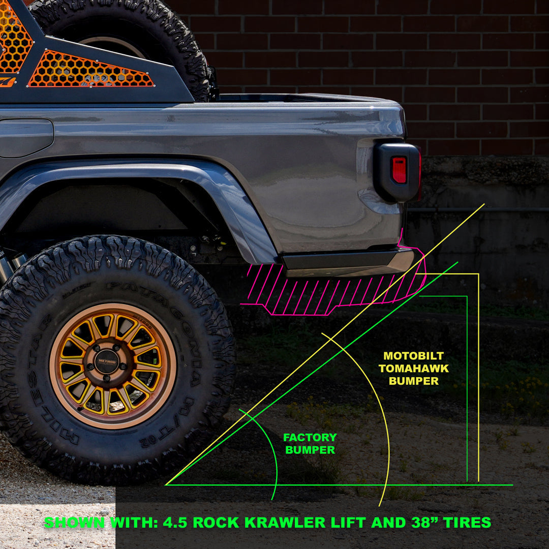 Parachoque trasero Tomahawk de alto despeje para Jeep JT