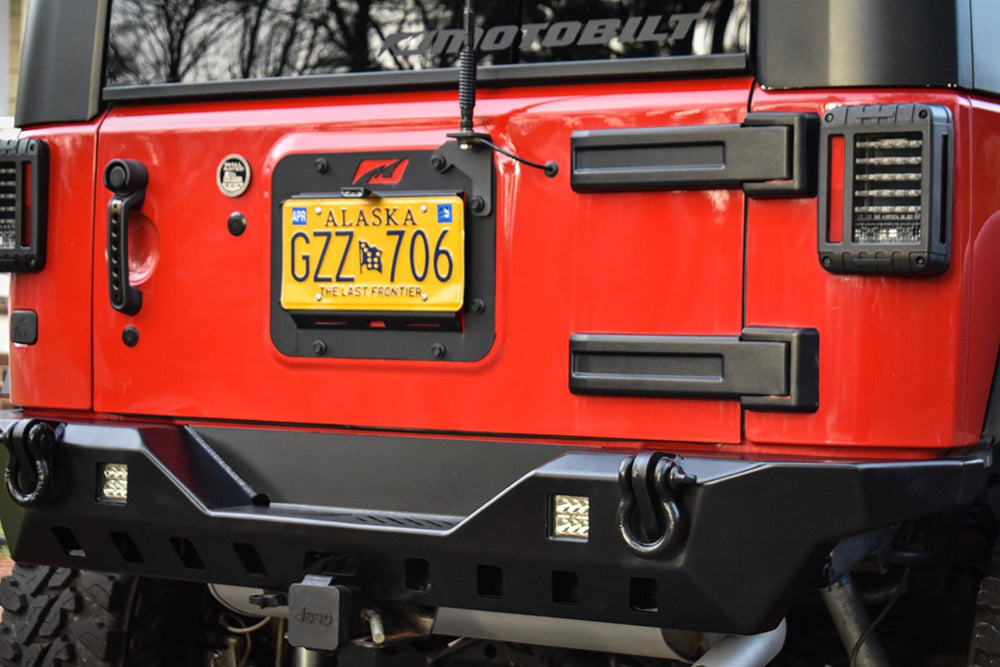 Parachoques trasero Motobilt Jeep Wrangler JK / JKU Crusher con soportes para luces